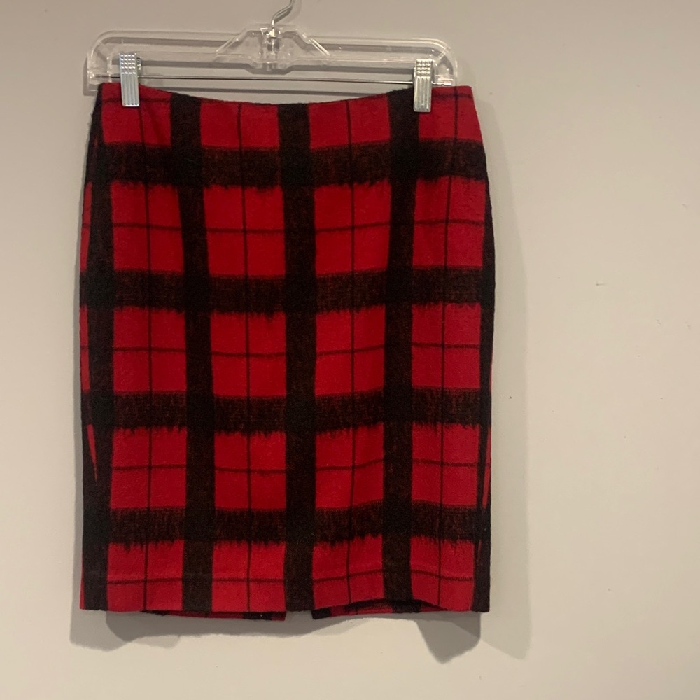 Talbots  Red and Black Wool Tartan Burnout Women's Skirt